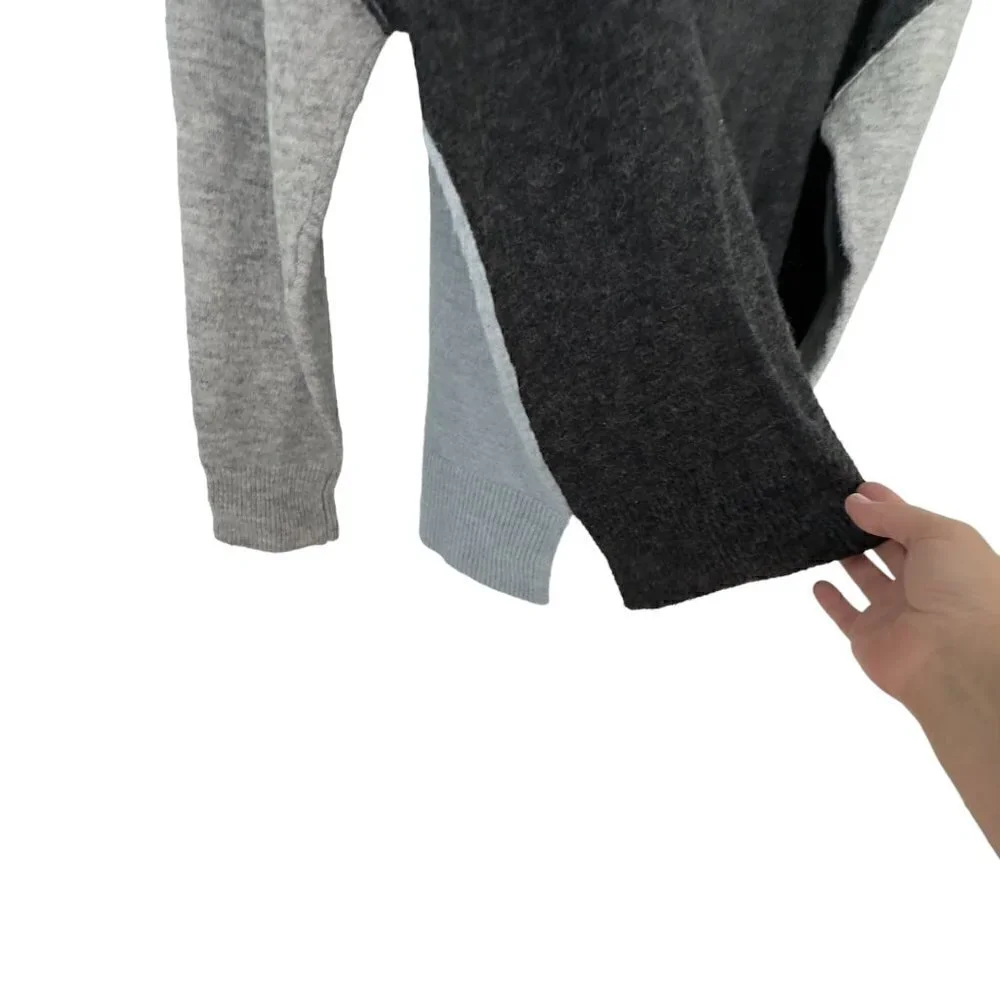 Westbound Wool Blend Oversized Boxy Drop Sleeve Colorblock Crew Neck Sweater (L)